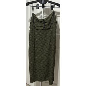 Faded Glory Green Paisley Print Spaghetti Strap Midi Dress Size Large 12/14